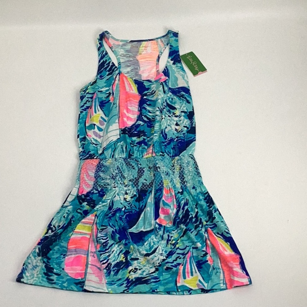 Lilly Pulitzer Tideline Dress Hey Bay Bay Tank Racerback Boats